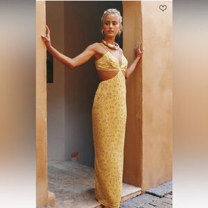 NWT Fortunate One yellow strappy Maxi dress Size Small